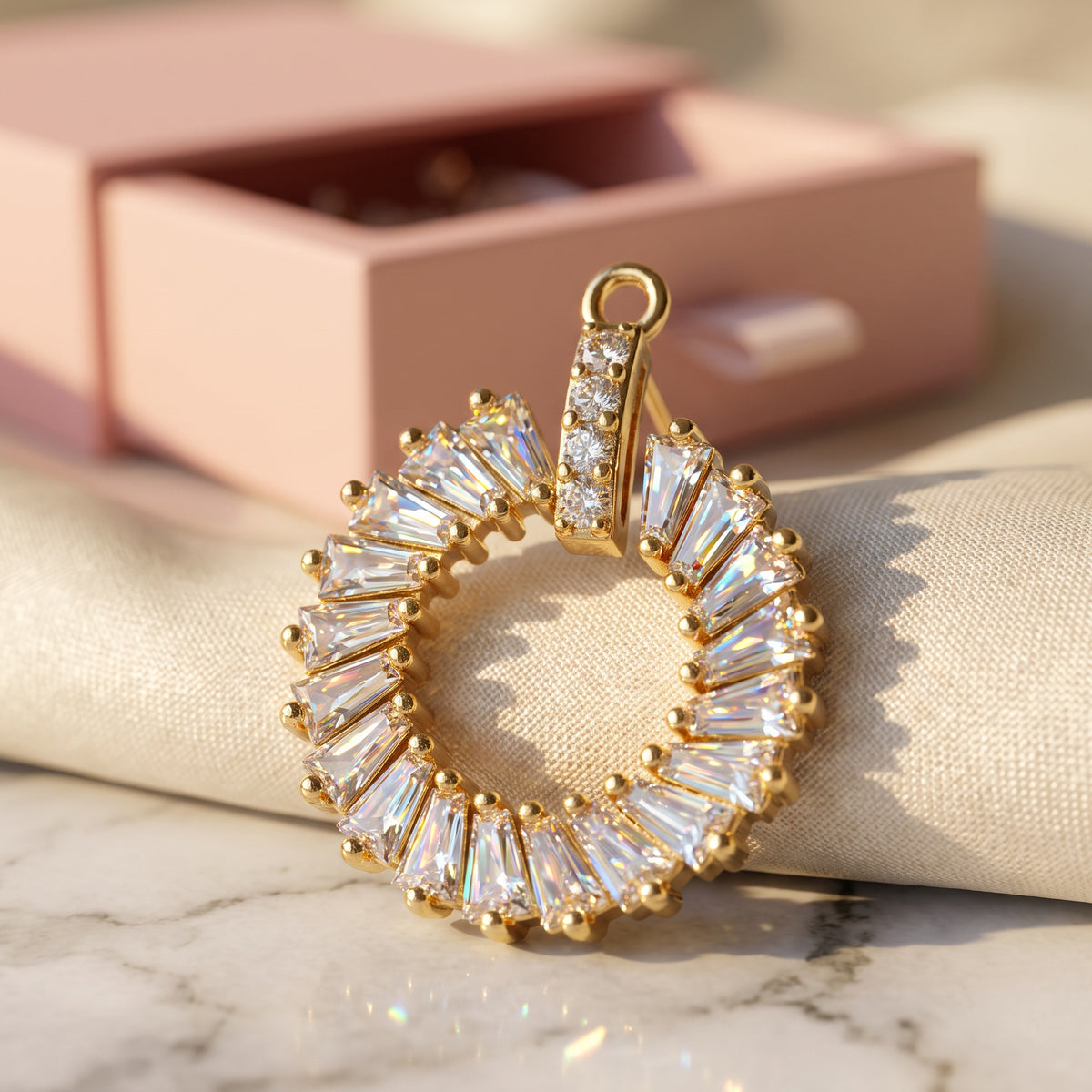 Women’s Sparkling Crystal Drop Earrings – Gold Tone Rhinestone Hoop Dangle Earrings, Elegant Statement Jewelry