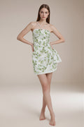 Women's LesLuvra Sage Bloom Ruched Casual Mini Dress - Equipped with Hidden Pockets